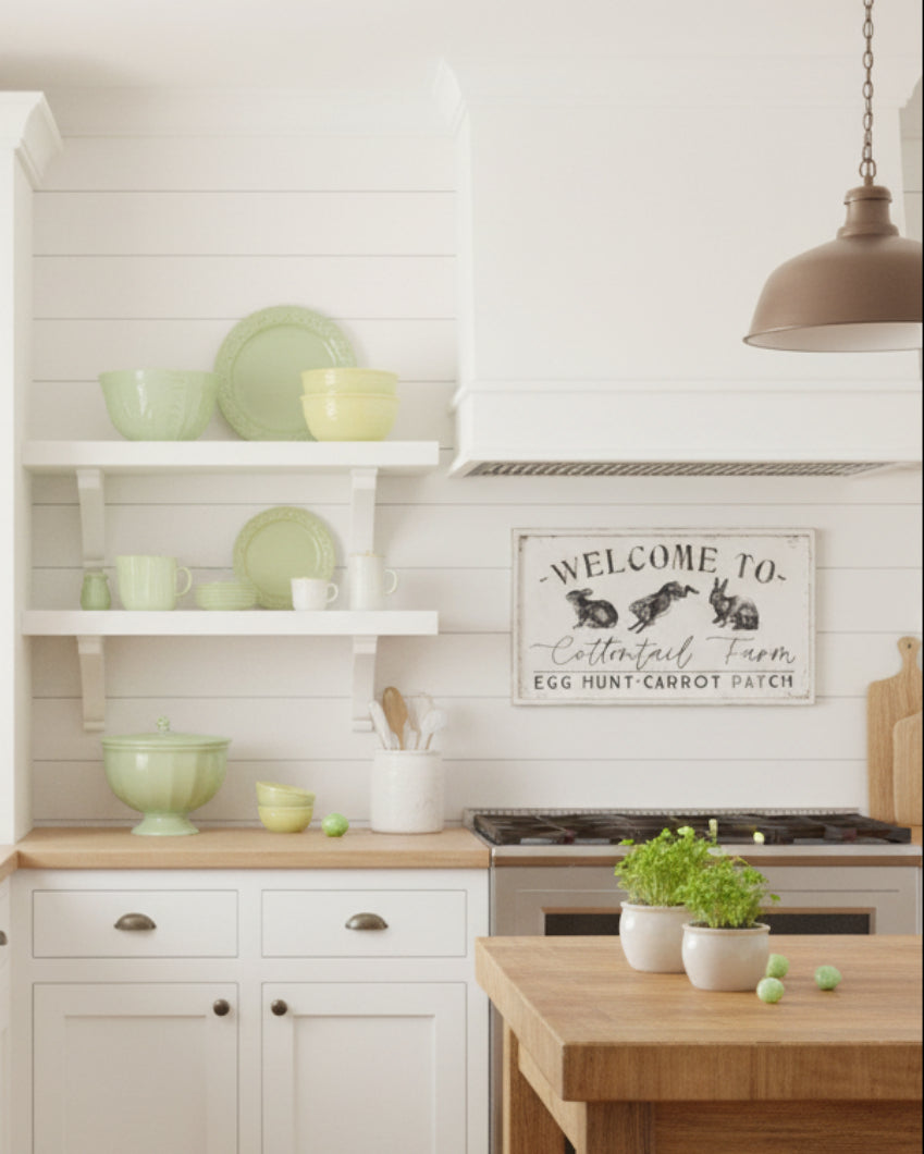 Primitive Ragon House Easter Spring 24” Welcome to Cottontail Farm Sign - The Primitive Pineapple Collection