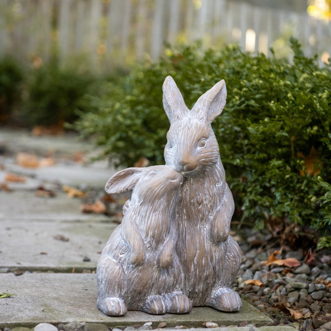 Primitive Ragon House Spring Easter Vintage Look 14"Snuggling Bunnies Statue - The Primitive Pineapple Collection