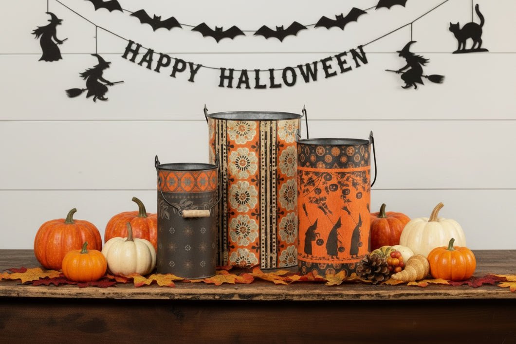 Ragon House Spellbound Halloween Metal Buckets – Set of 3 - The Primitive Pineapple Collection
