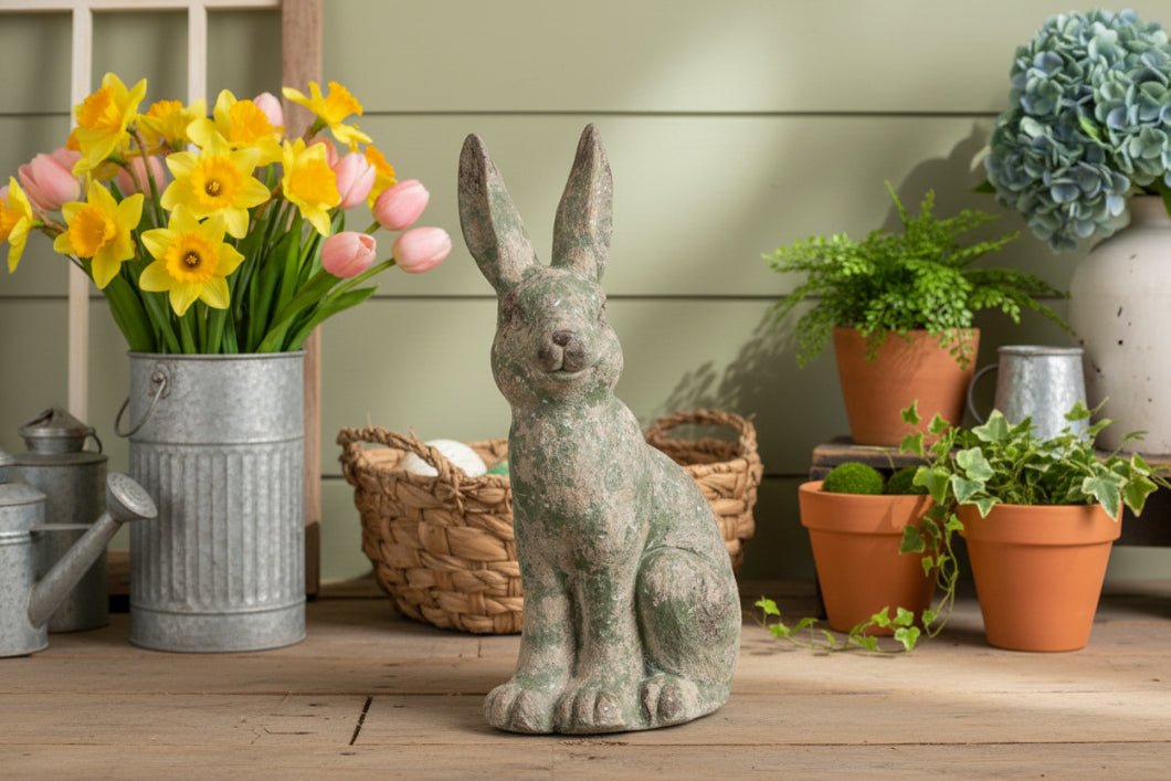 Primitive Ragon House Spring Easter 17.75" Aged Green Garden Bunny - The Primitive Pineapple Collection