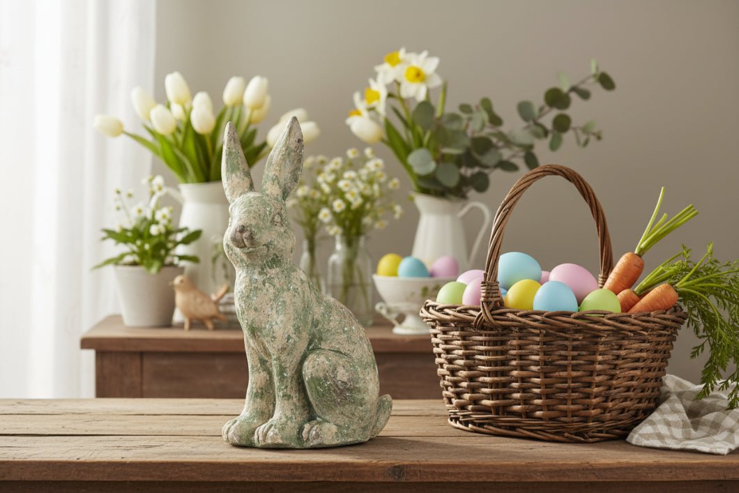 Primitive Ragon House Spring Easter 17.75" Aged Green Garden Bunny - The Primitive Pineapple Collection