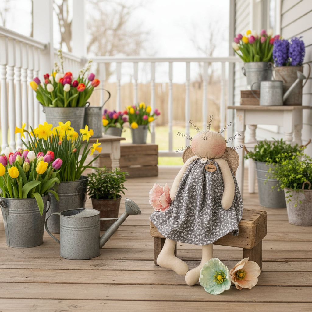 Honey and Me Farmhouse Hope the Inspirational Angel Girl Doll 15" - The Primitive Pineapple Collection