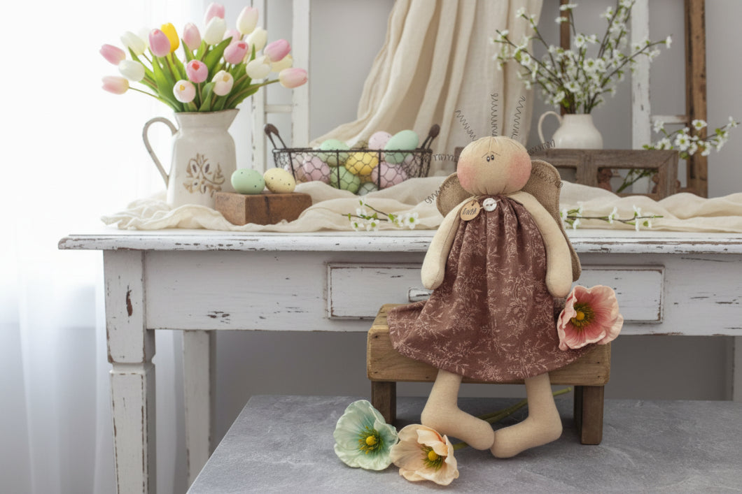 Honey and Me Farmhouse Faith the Inspirational Angel Girl Doll 15" - The Primitive Pineapple Collection