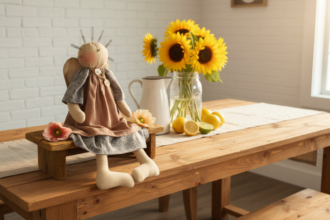 Honey and Me Farmhouse Sparkle the Inspirational Angel Girl Doll 22" - The Primitive Pineapple Collection