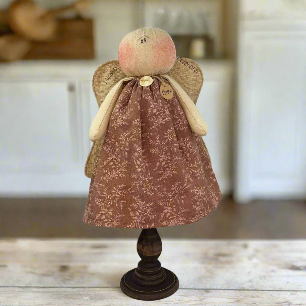 Honey and Me Farmhouse Peace the Inspirational Angel Large Doll on Spindle - The Primitive Pineapple Collection