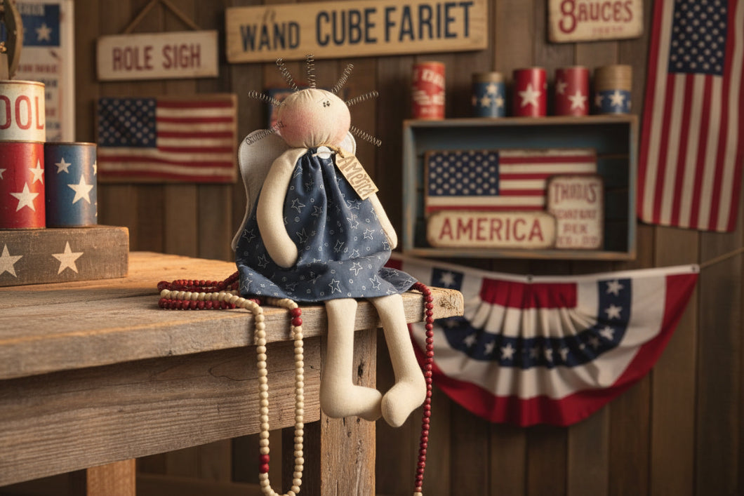 Honey and Me Farmhouse America the Americana Angel Doll 15" - The Primitive Pineapple Collection