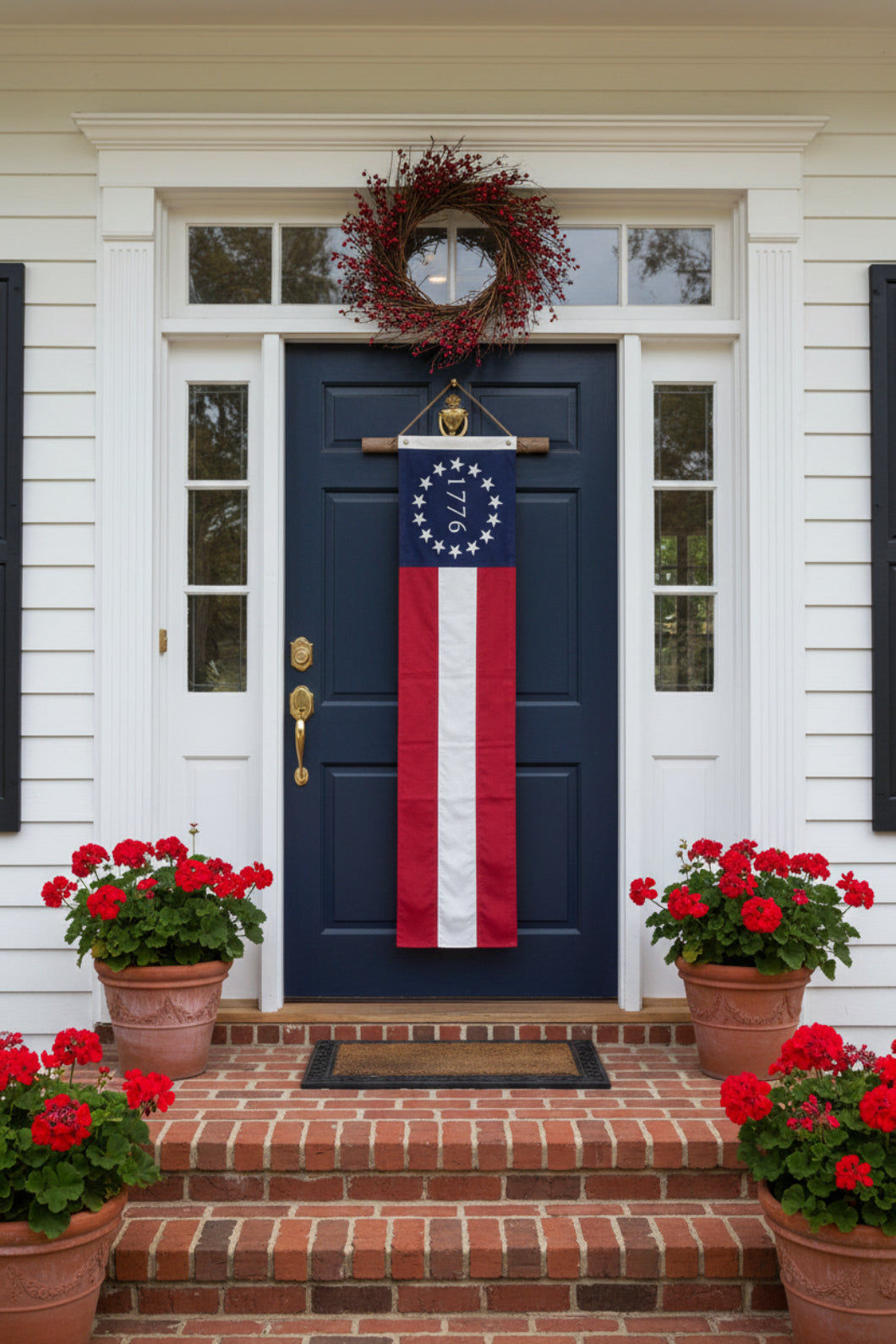 Primitive 65" Weather Proof 1776 American Flag Barn Banner