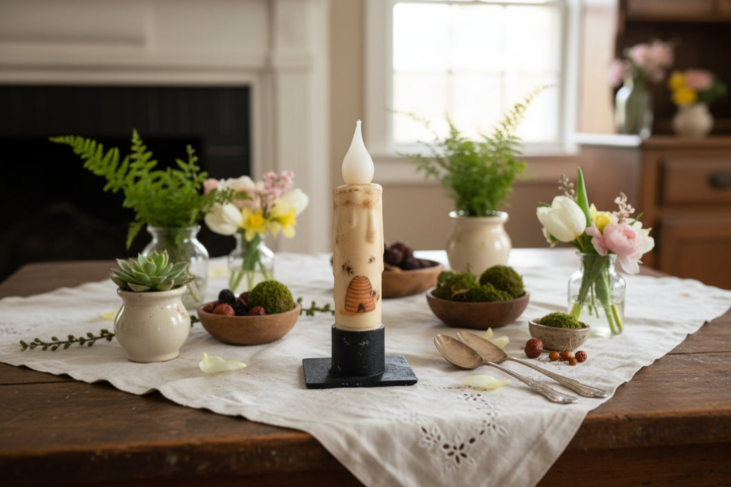 Primitive Handcrafted Spring Summer 4 " Beehive w/ Bee&