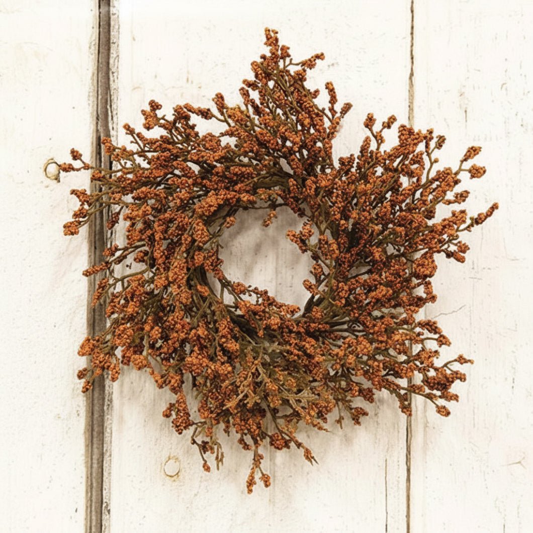 Farmhouse Astilbe Candle Ring - 10.5" Pumpkin - The Primitive Pineapple Collection