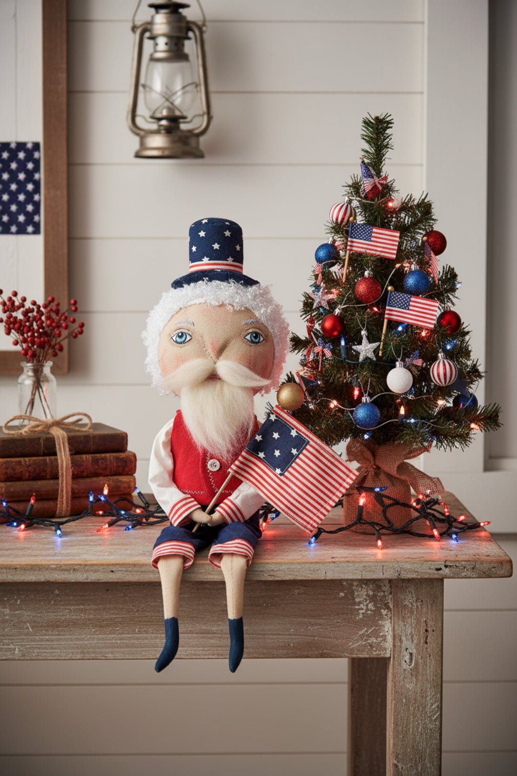 Primitive Folk art Americana Patriotic Samuel Liberty Doll Joe Spencer 15" - The Primitive Pineapple Collection