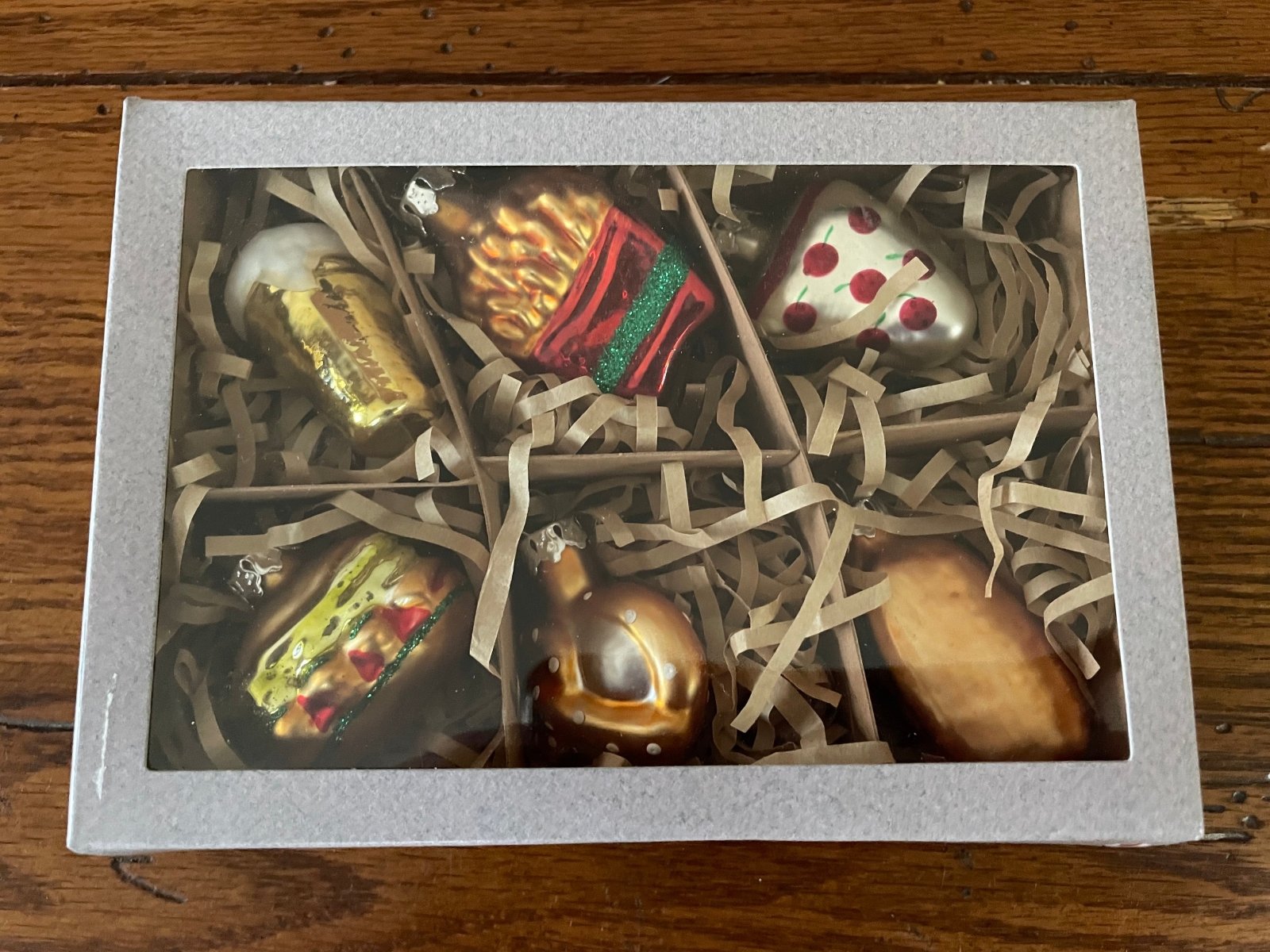 Primitive Christmas Ragon House 6 pc Glass Fast Food Retro Look Ornaments - The Primitive Pineapple Collection