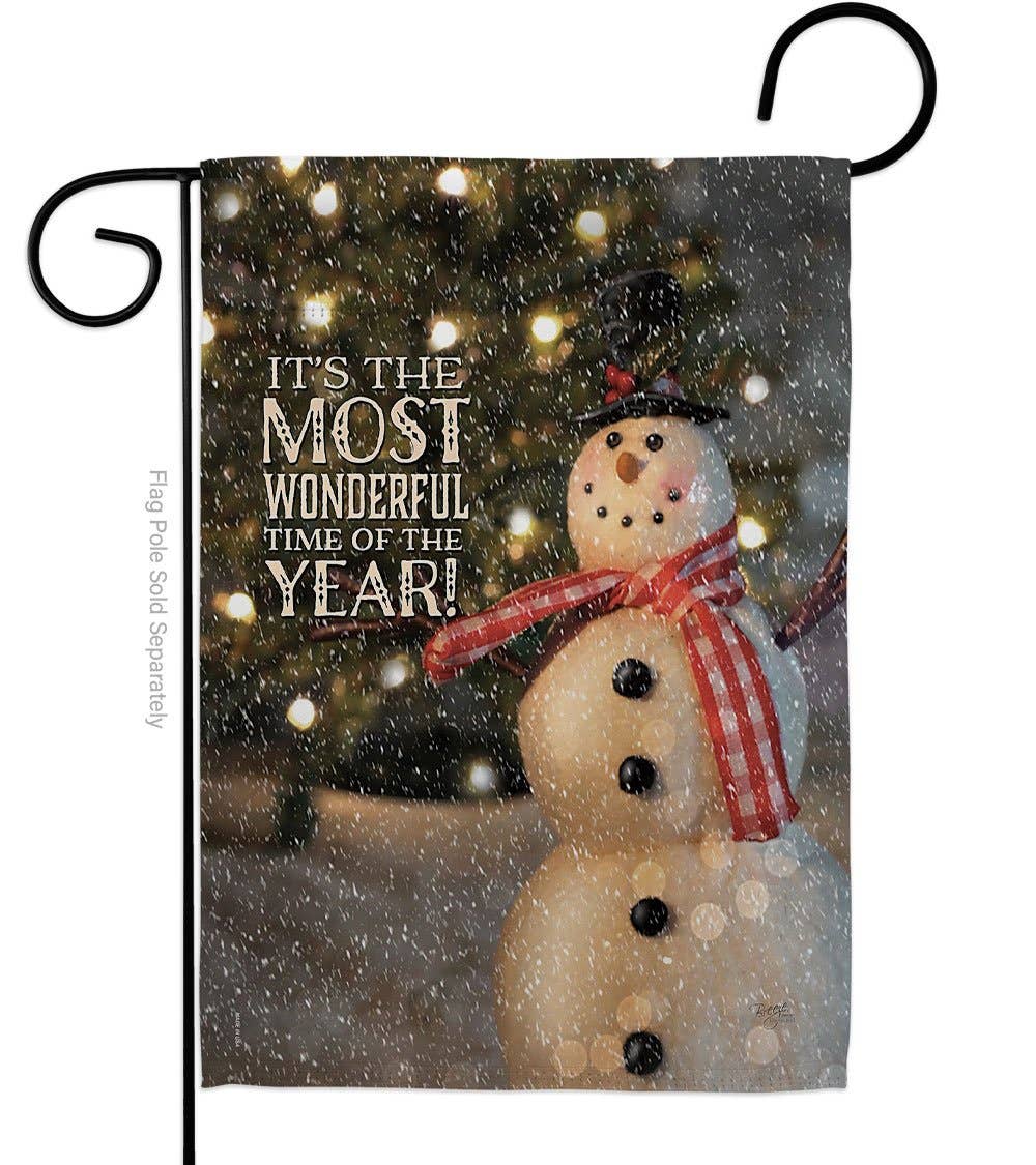 Christmas Snowman Most Wonderful Time Winter Wonderland Decor Flag - The Primitive Pineapple Collection