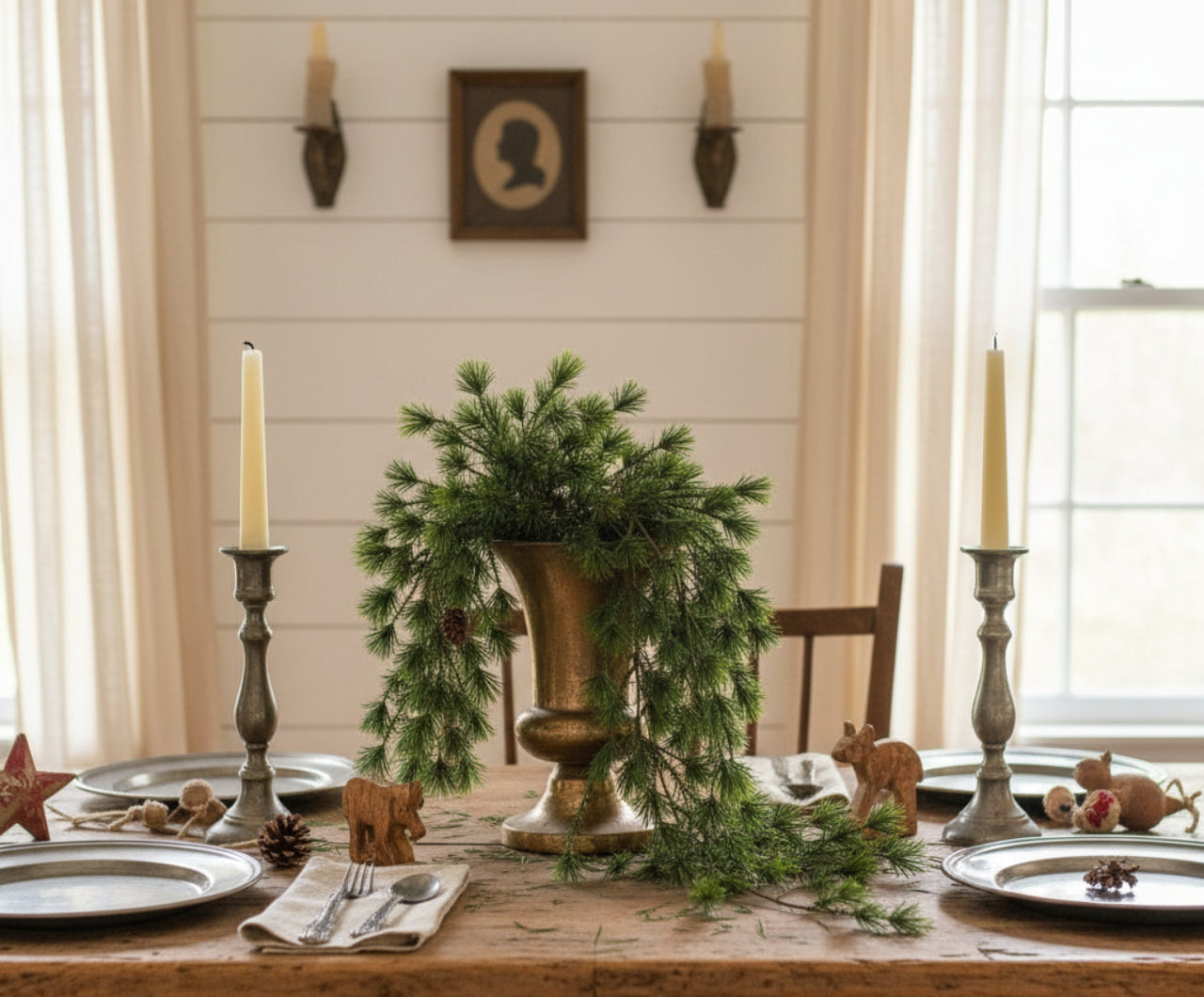 Ragon House Primitive European Larch Hanging Bush with Pinecones – 31" - The Primitive Pineapple Collection