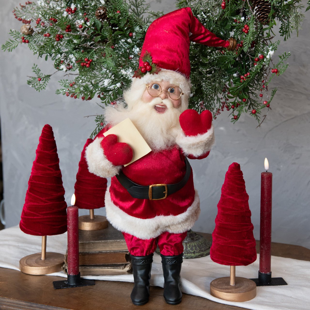 Ragon House Christmas Retro Look Singing Santa in Red Coat 20" - The Primitive Pineapple Collection