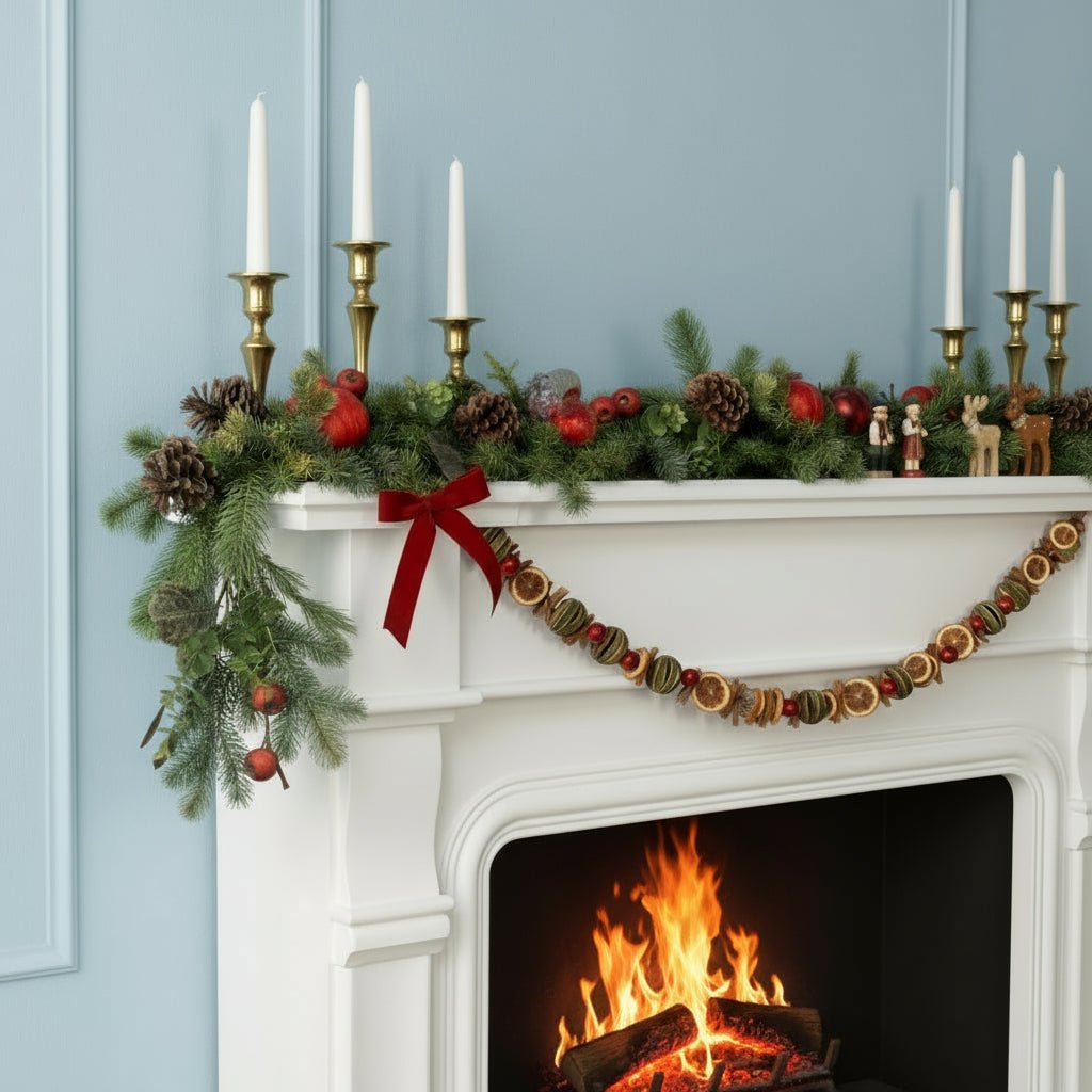 Christmas Ragon House 6 FT Colonial Pomegranate and Pinecone Garland - The Primitive Pineapple Collection