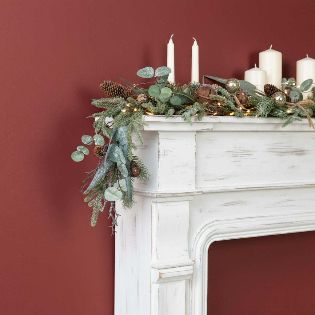 Christmas Ragon House 24" Iced Forest Pinecone and Bell Garland - The Primitive Pineapple Collection