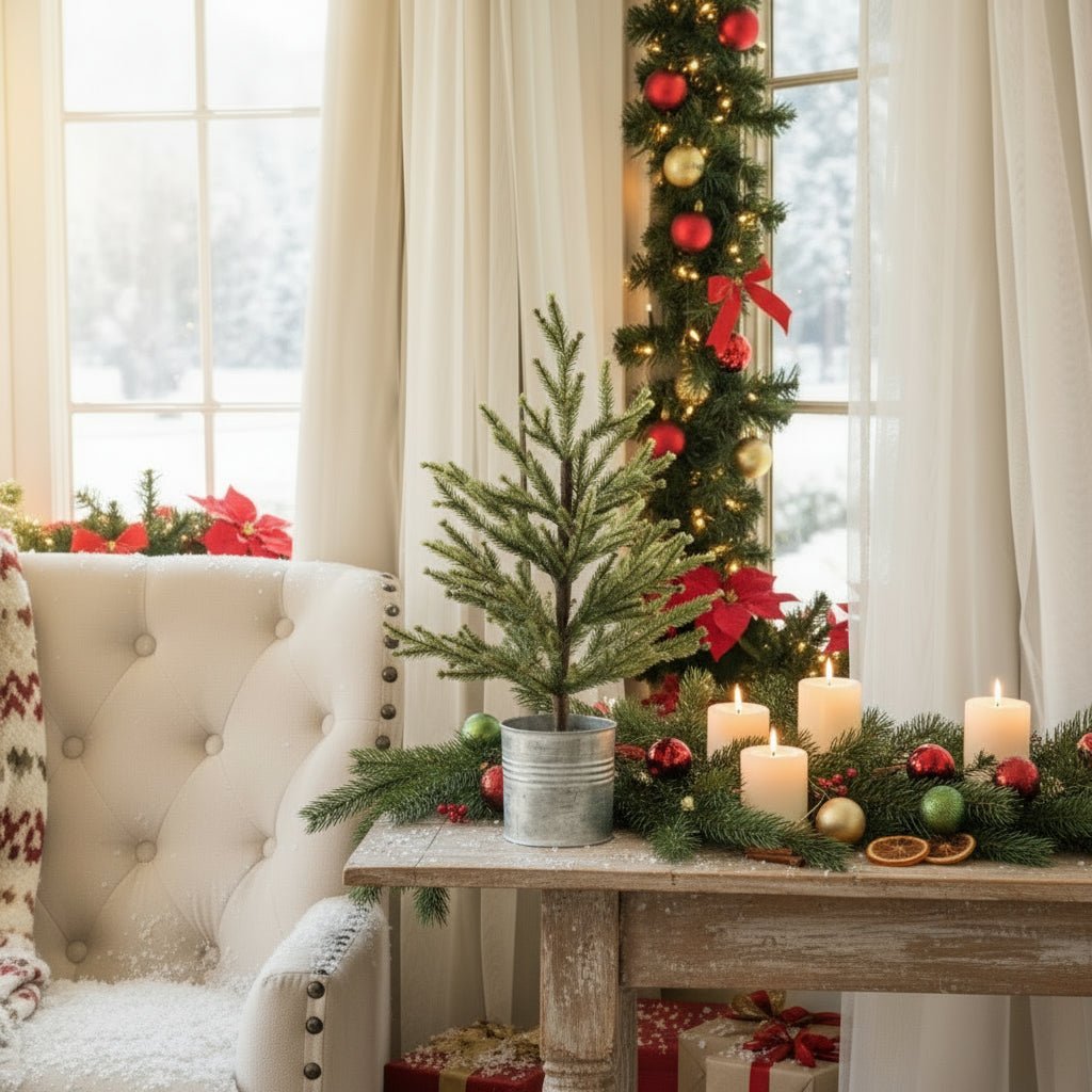 Christmas Ragon House 18" Single Needle Pine Tree in Pail - The Primitive Pineapple Collection