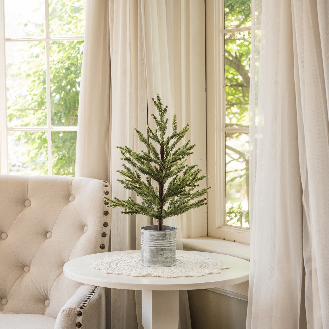 Holiday Ragon House 18" Single Needle Pine Tree in Pail - The Primitive Pineapple Collection