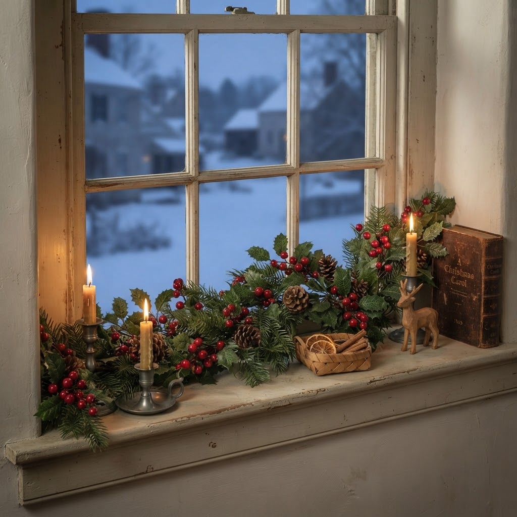 Christmas Ragon House 5 FT Holly Pine w/ Red Berry Garland