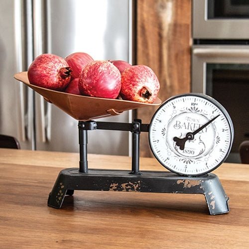 Vintage Rustic Farmhouse Town Bakery Distressed Metal Decorative Scale - The Primitive Pineapple Collection
