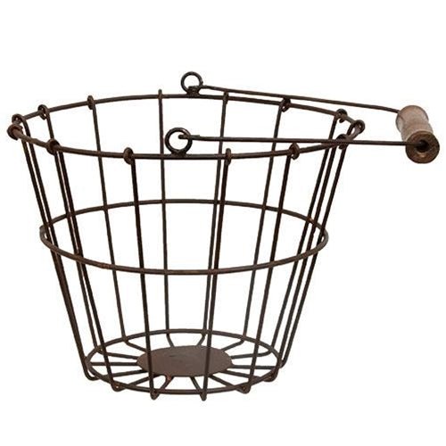 Primitive Spring Easter 6" Rusty Wire Egg Basket - The Primitive Pineapple Collection