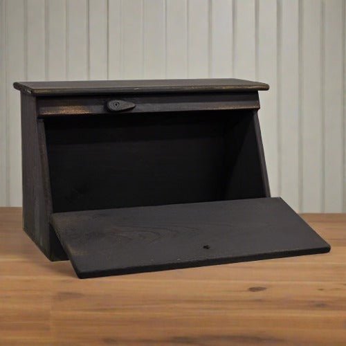 Primitive Handcrafted Distressed Black Wood Bread Box 16.5" - The Primitive Pineapple Collection
