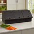Primitive Handcrafted Distressed Black Aged Wood Three Bin Cubby With Doors - The Primitive Pineapple Collection