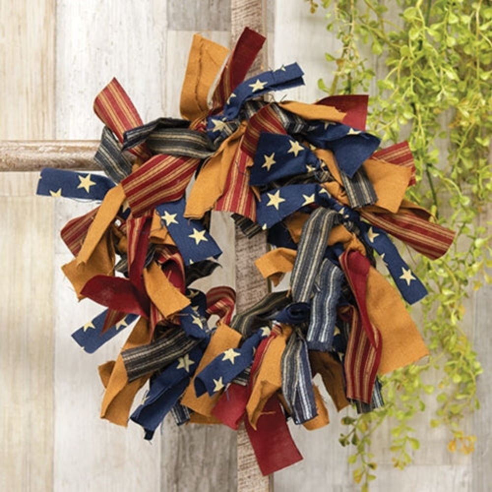 Primitive Spring Primitive Americana Rag Wreath 12" - The Primitive Pineapple Collection