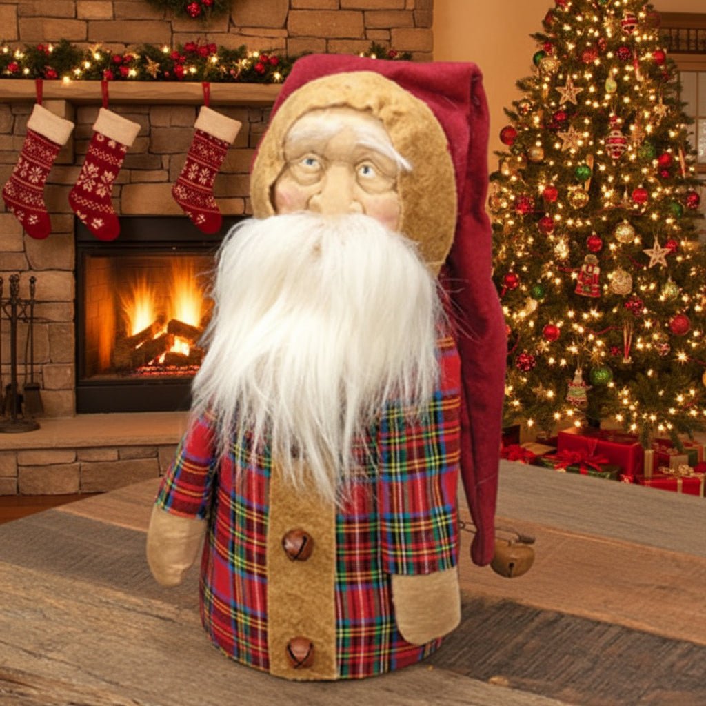 Primitive Folk Art Christmas Stuffed Old World Father Christmas 9.5"H - The Primitive Pineapple Collection