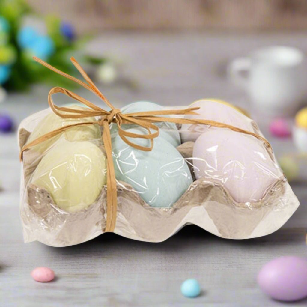 Primitive Spring Easter 6 pc Pastel Easter Eggs in Crate - The Primitive Pineapple Collection