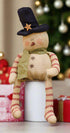 Primitive Christmas 15" Candy Cane Burlap Snowman with Top Hat - The Primitive Pineapple Collection