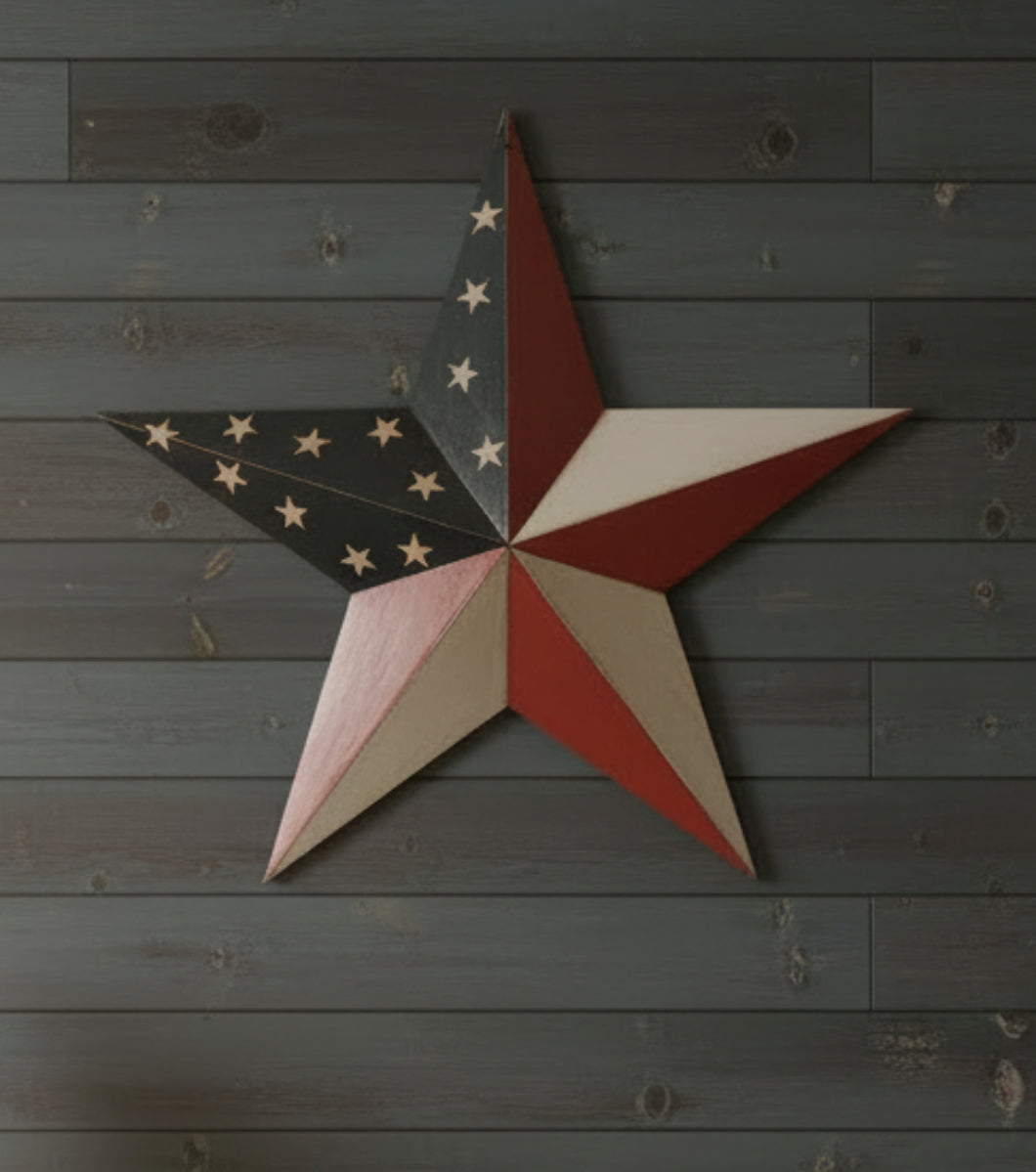 24" Metal Americana Barn Star - Patriotic Farmhouse Wall Decor