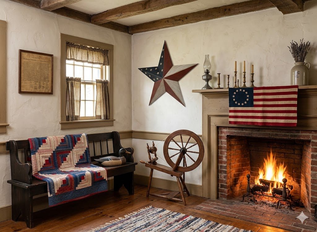 24" Metal Americana Barn Star - Patriotic Farmhouse Wall Decor - The Primitive Pineapple Collection