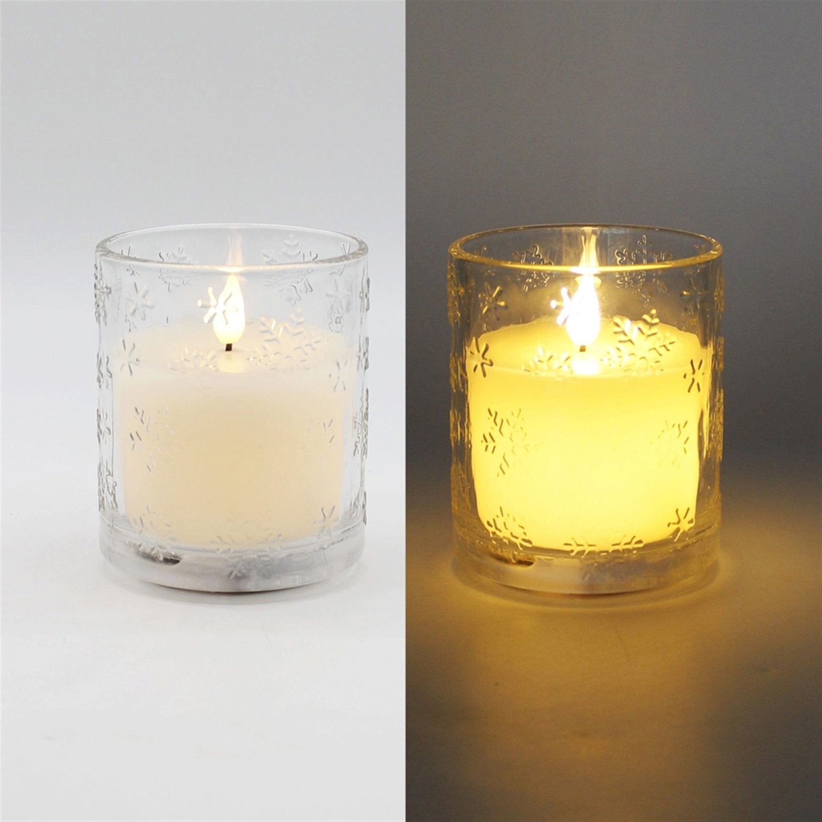 Primitive 5" LED Snowflake Glass Jar Candle w/Timer - The Primitive Pineapple Collection
