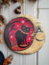 Handcrafted Johanna Parker Retro Halloween Moon w/ Black Cat Wood Cutout Out 11" - The Primitive Pineapple Collection