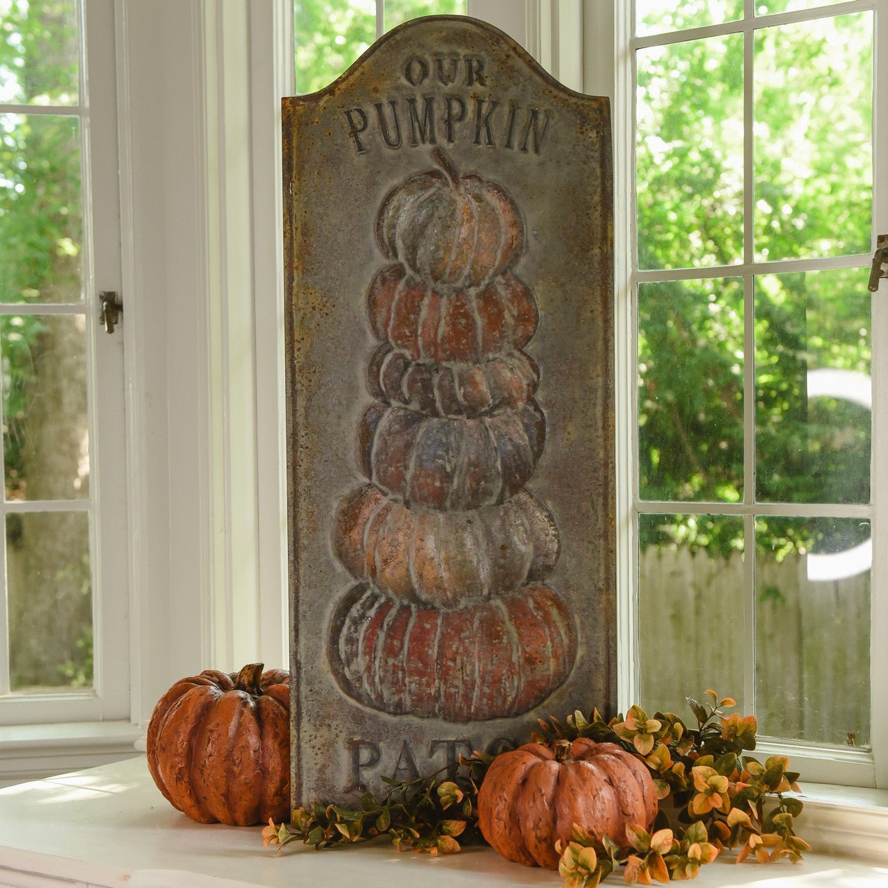 Ragon House Halloween/Fall 38" Distressed Pumpkin Patch Sign Metal - The Primitive Pineapple Collection