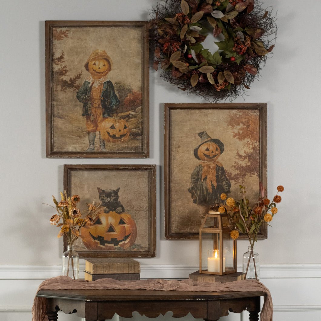 Ragon House Halloween Fall 24.5" Vintage Looking Pumpkin Girl Print - The Primitive Pineapple Collection