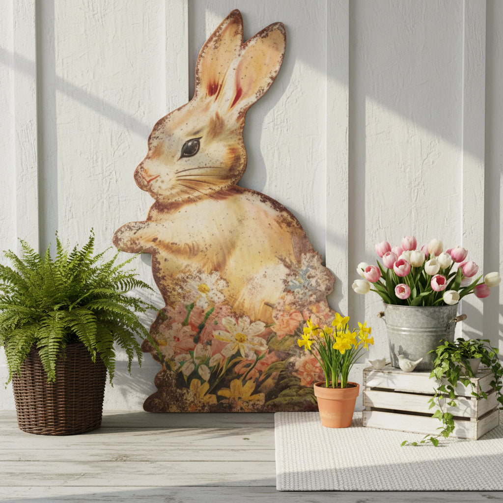 Ragon House 36” Standing Cream Bunny Dummy Board | Primitive Easter - The Primitive Pineapple Collection