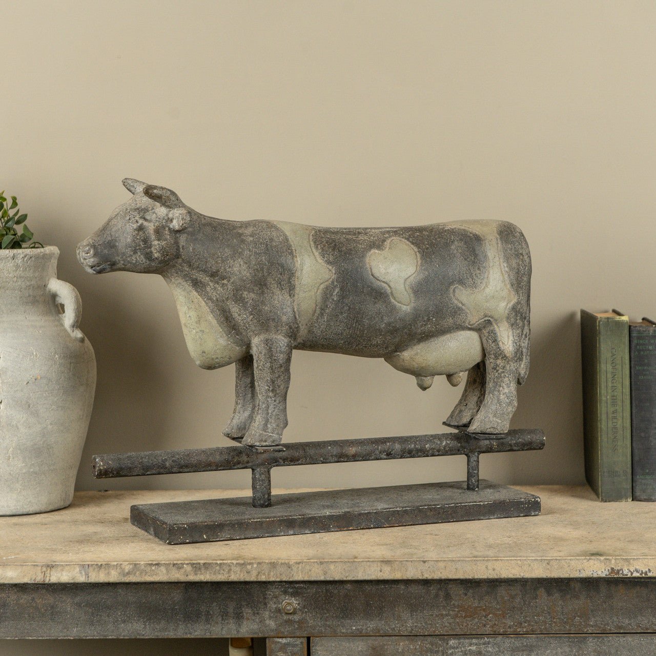 Primitive Ragon House 21" Cow Weathervane on Base - The Primitive Pineapple Collection
