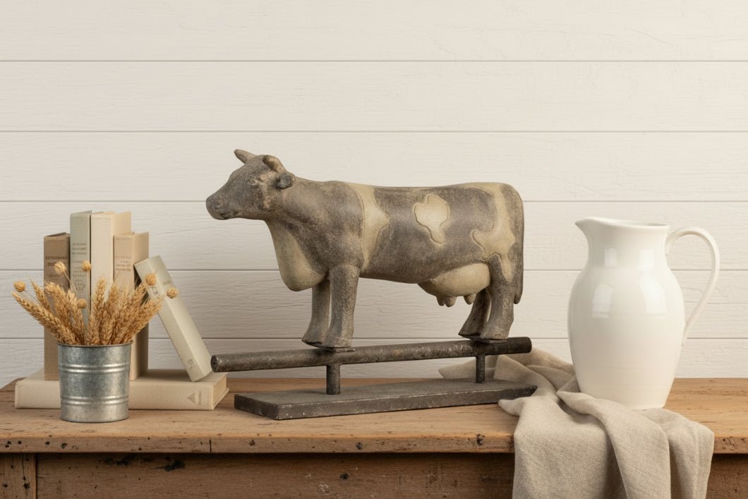 Primitive Ragon House 21" Cow Weathervane on Base - The Primitive Pineapple Collection