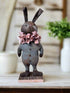 Handcrafted by Michelle Spring Easter Ruffles Collar Blue Bunny on Stand - The Primitive Pineapple Collection