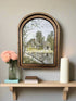 Handcrafted Retro 8" Canvas on Wood Arch Top Muted Farmhouse Pond Framed Art - The Primitive Pineapple Collection