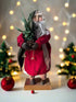 Handcrafted by Michelle Hand Sculpted Clay Face Red Santa w/ Colonial Pineapple 20" - The Primitive Pineapple Collection