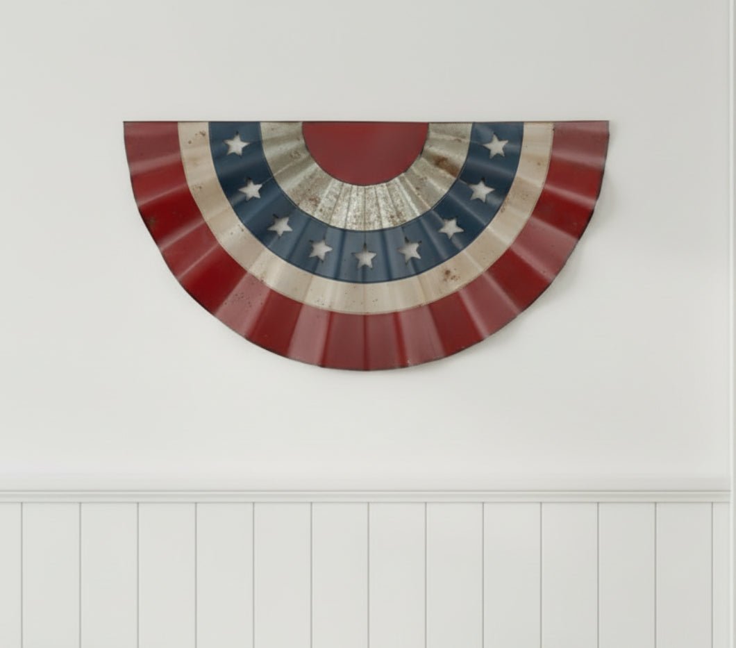 Farmhouse Ragon House 48" Metal Americana Flag Bunting Wall Decor - The Primitive Pineapple Collection
