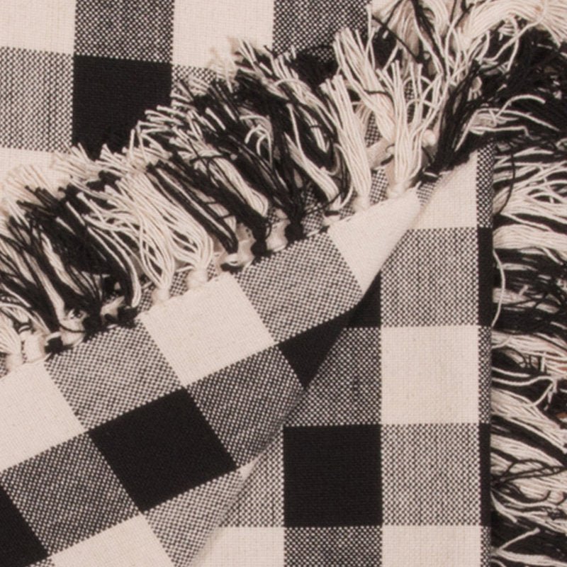 Primitive Farmhouse Buffalo Check Black Afghan Throw 50" x 60" - The Primitive Pineapple Collection