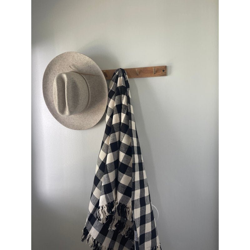Primitive Farmhouse Buffalo Check Black Afghan Throw 50" x 60" - The Primitive Pineapple Collection