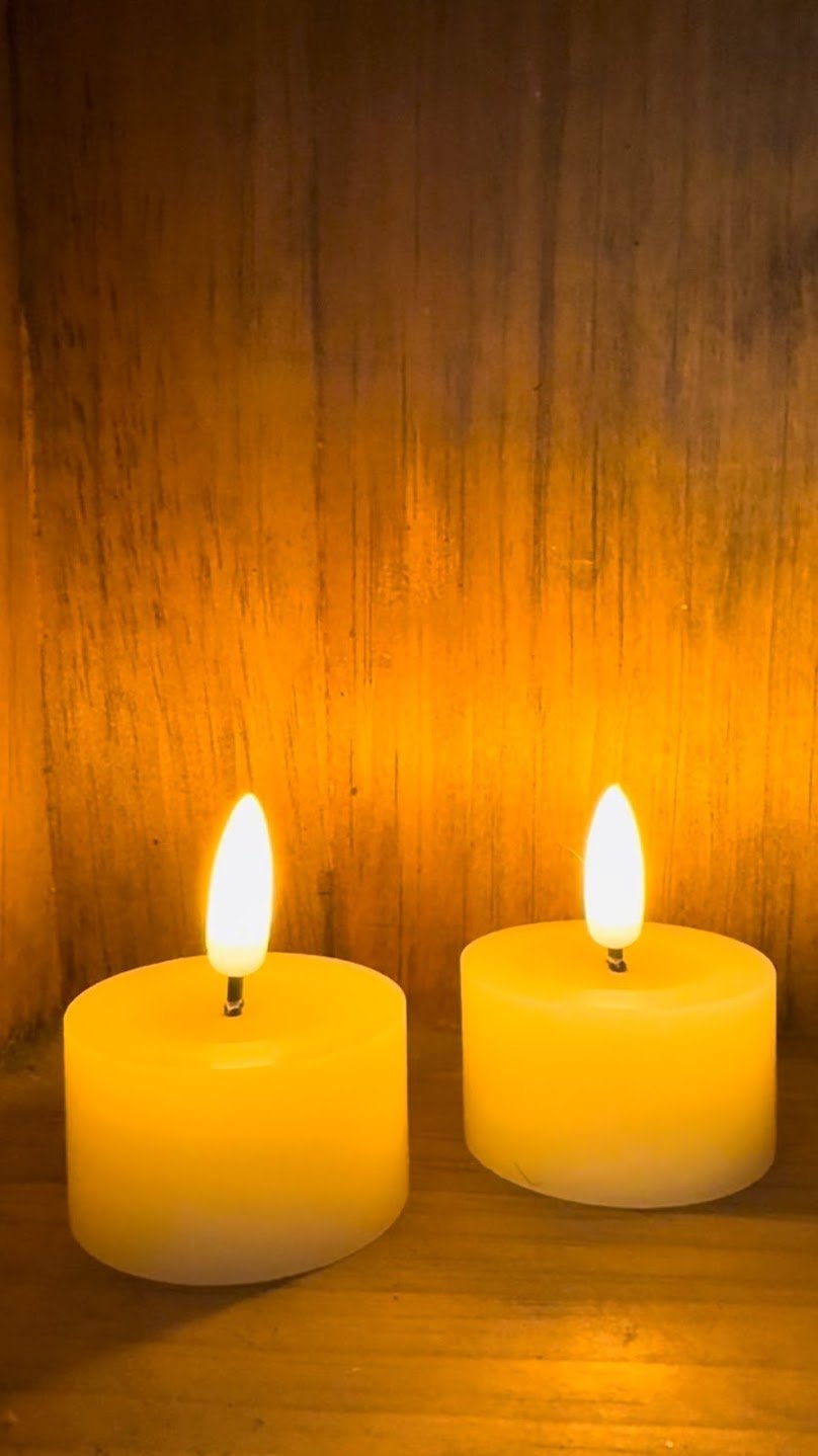 Ragon House 2 pc 3D Flame Cream Melting Look Battery Tealight Candle 6hr Timer - The Primitive Pineapple Collection