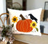 Primitive Fall Halloween 9” x 11’ Pumpkin w/ Crow and Sunflower Stitched Pillow - The Primitive Pineapple Collection