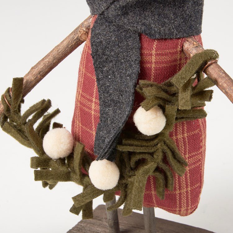Primitive Country Christmas Snowy Sarah with Snowball Garland Doll - The Primitive Pineapple Collection