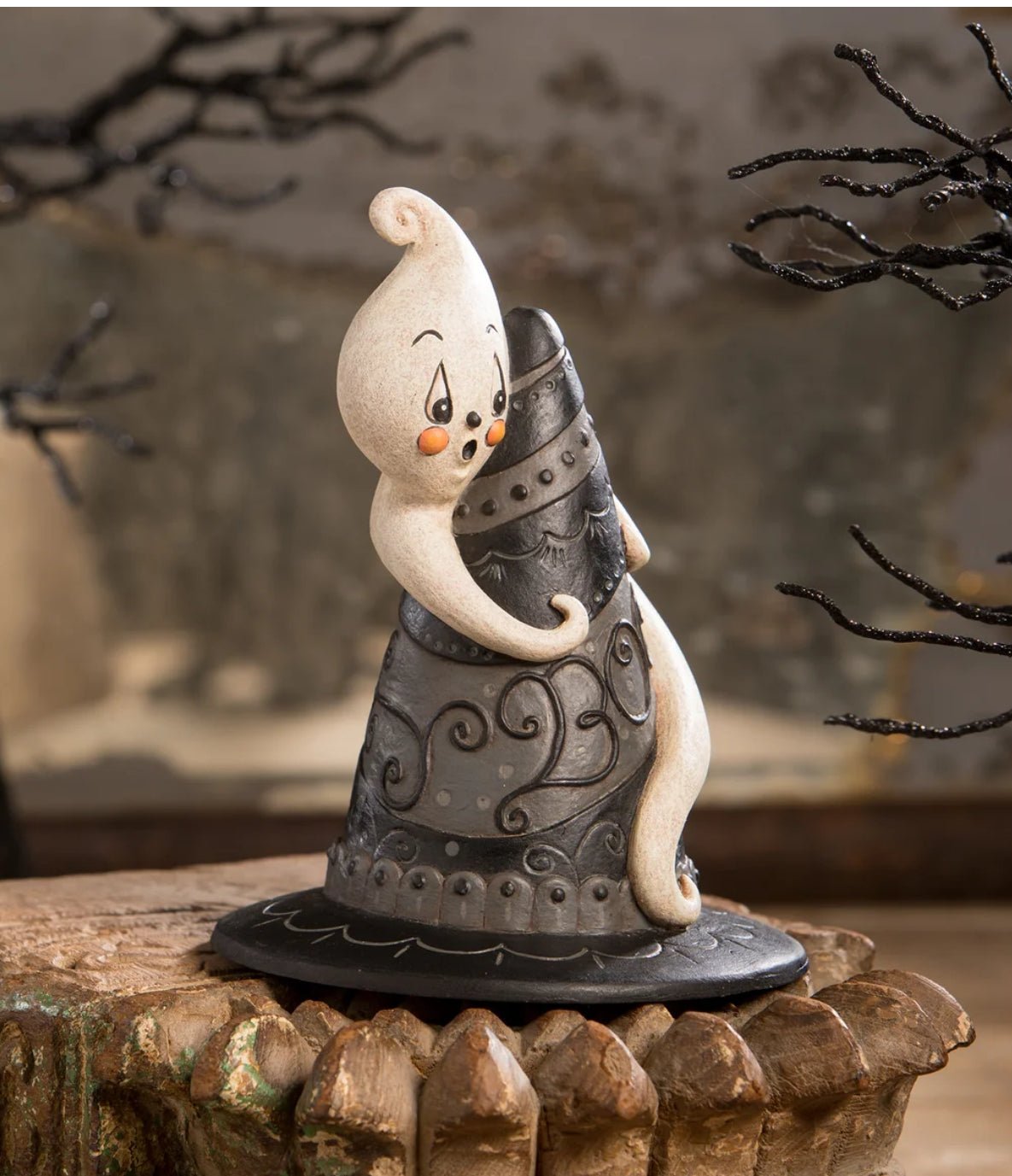 Bethany Lowe folk art Halloween Johanna Parker Hugga - Boo Hat Spook JP3030 - The Primitive Pineapple Collection